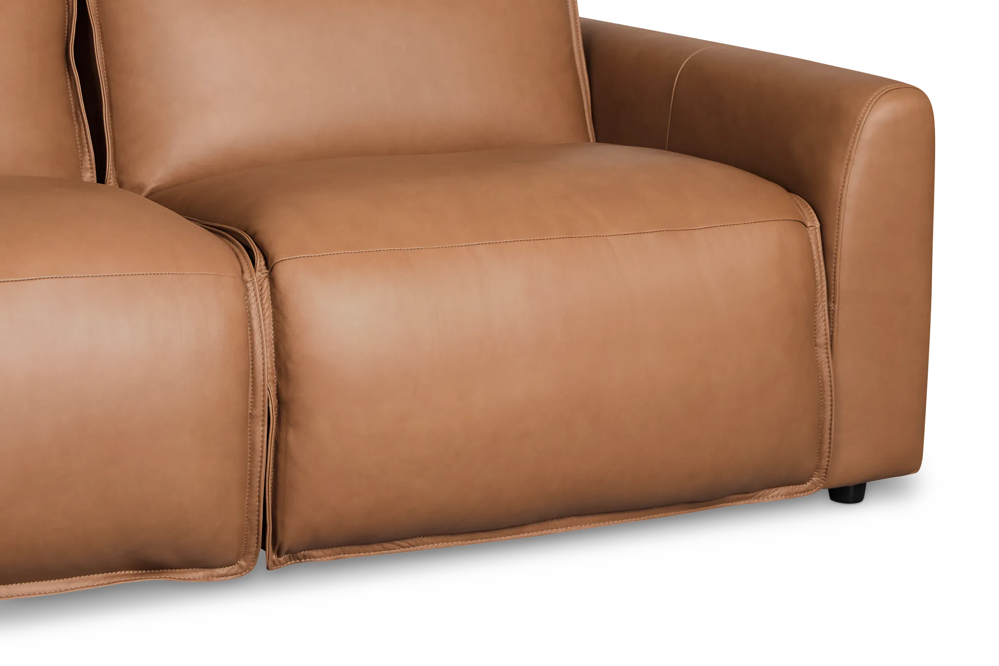 Edison Medium Brown Leather/Vinyl 3-piece Modular Power Sofa
