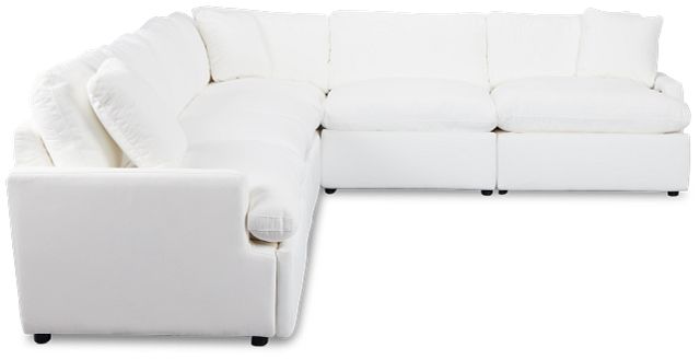 Skye White Fabric Medium Dual Power 2-arm Reclining Sectional