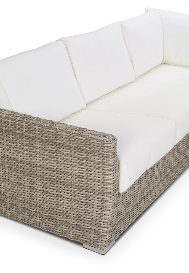 Raleigh White Woven Small Two-arm Sectional