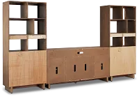 Richmond Light Tone 64" Open Pier Entertainment Wall With Fireplace