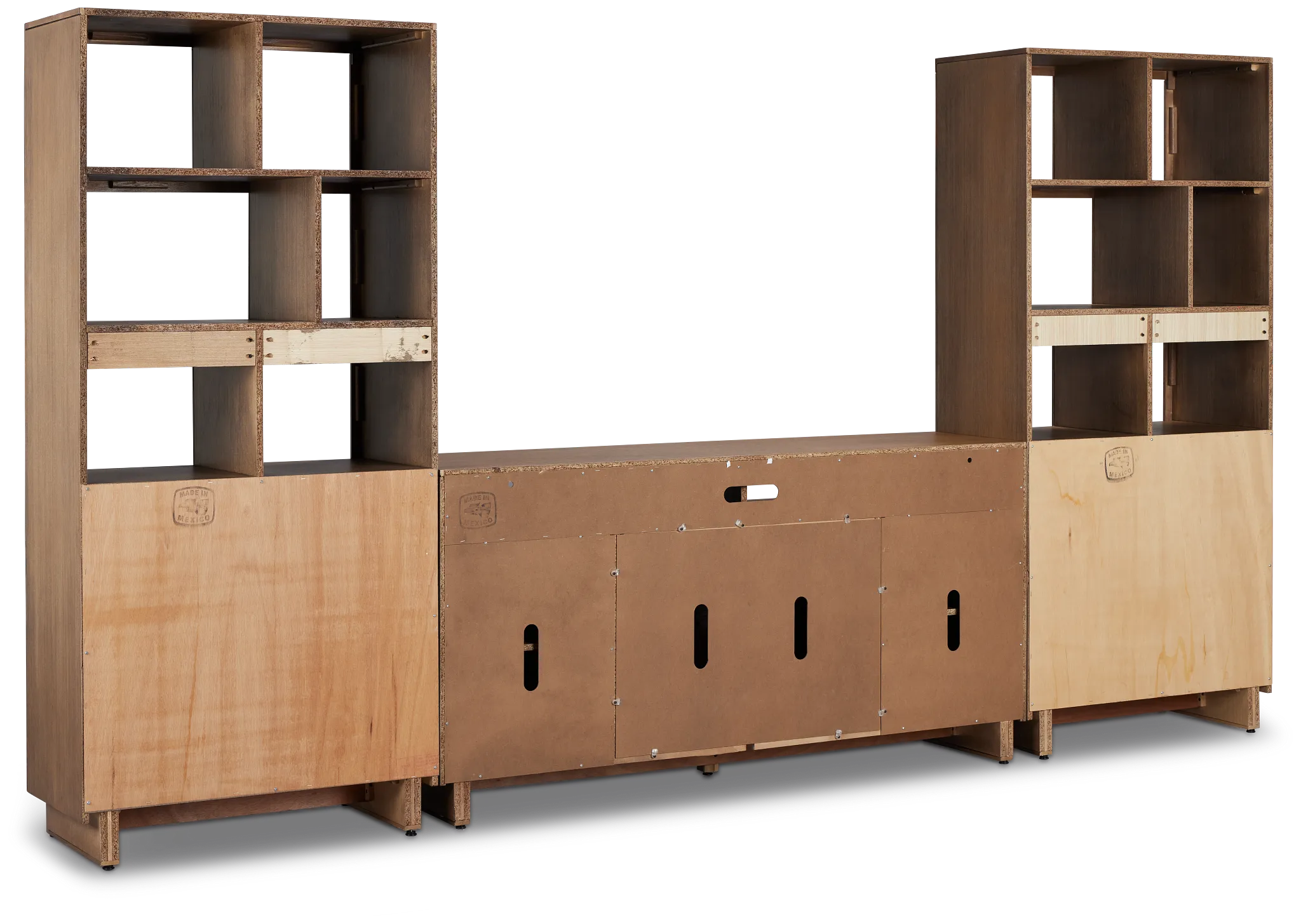 Richmond Light Tone 64" Open Pier Entertainment Wall With Fireplace