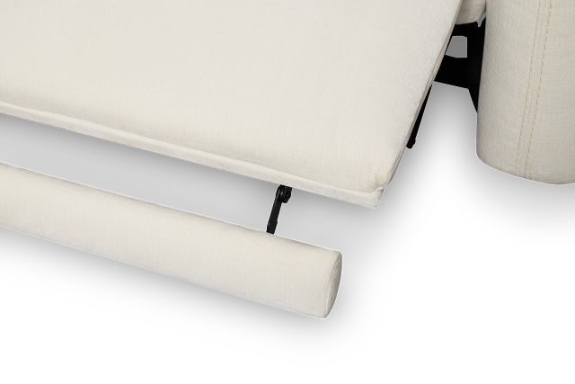 Zuri White Velvet Small Triple Power Reclining Two-arm Sectional