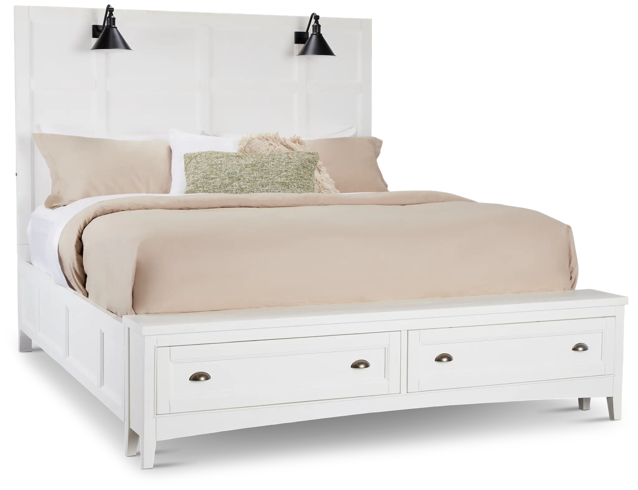 Heron Cove White Panel Bed With Lights And Bench Heron Cove White Panel Bed With Lights And Bench