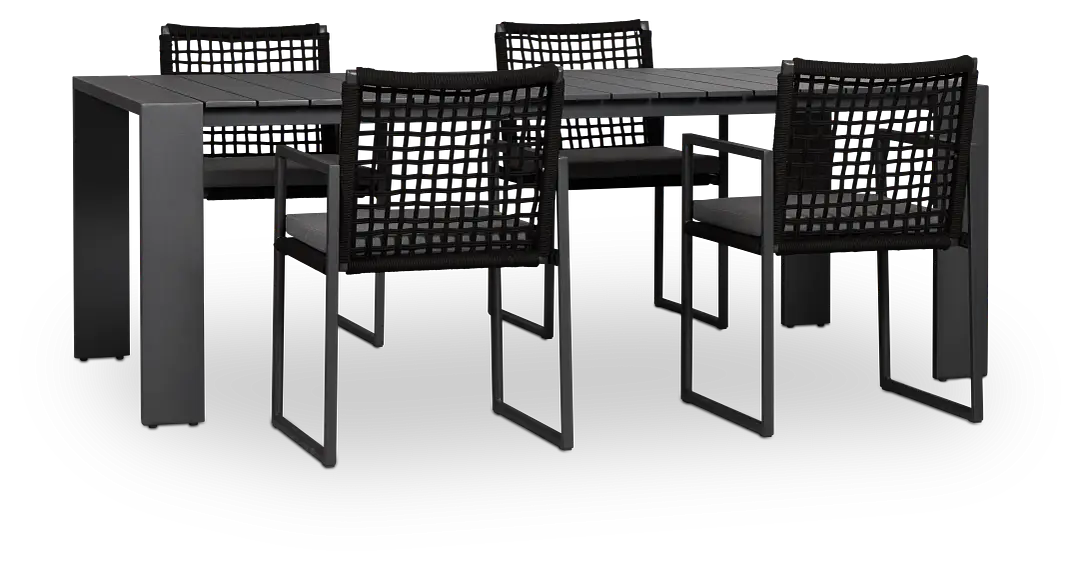 Sunrise Dark Gray 86" Rectangular Table & 4 Aluminum Arm Chairs Sunrise Dark Gray 86" Rectangular Table & 4 Aluminum Arm Chairs