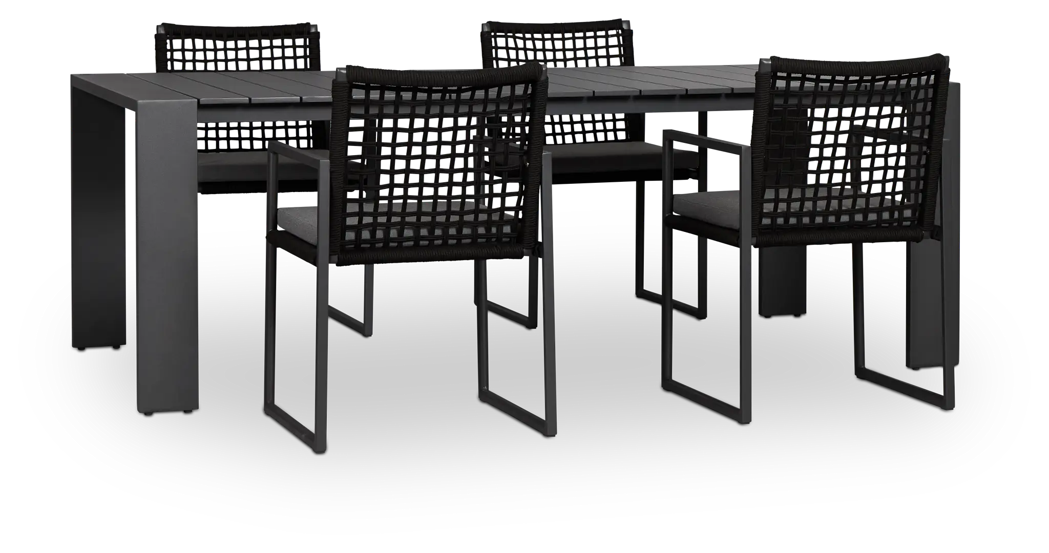 Sunrise Dark Gray 86" Rectangular Table & 4 Aluminum Arm Chairs Sunrise Dark Gray 86" Rectangular Table & 4 Aluminum Arm Chairs