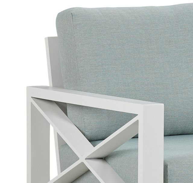 Linear White Teal Aluminum Chair