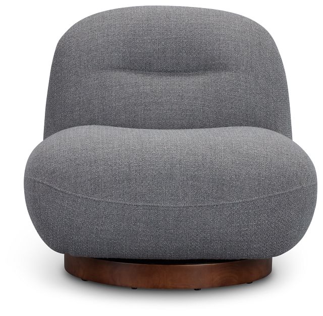 Aaliyah Dark Gray Fabric Swivel Accent Chair