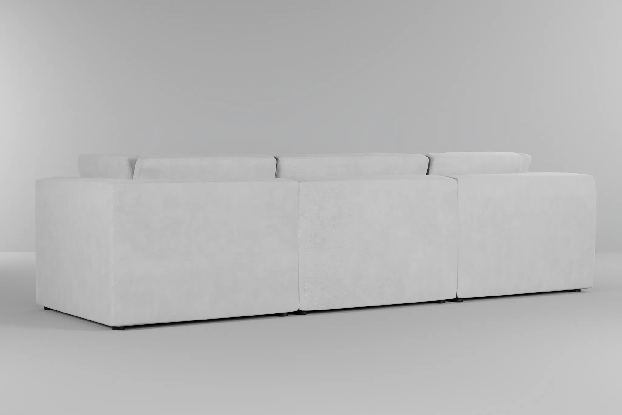 Destin Peyton White Fabric 4-piece Bumper Sectional