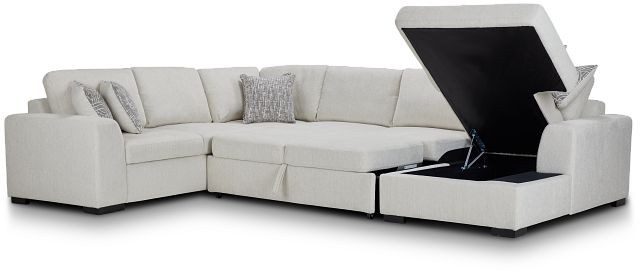 Blakely White Fabric Right Chaise Sleeper Sectional