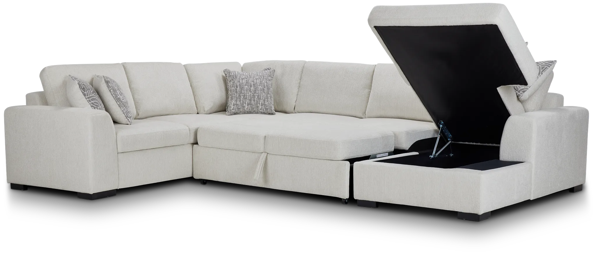 Blakely White Fabric Right Chaise Storage Sectional