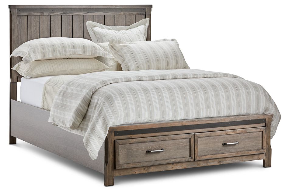 Lancaster Mid Tone Wood Panel Storage Bed Bedroom Beds City Furniture