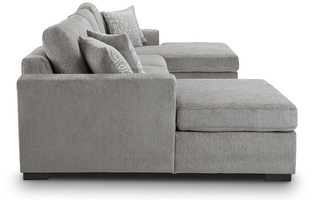 Blakely Gray Fabric Double Chaise Sleeper Sectional
