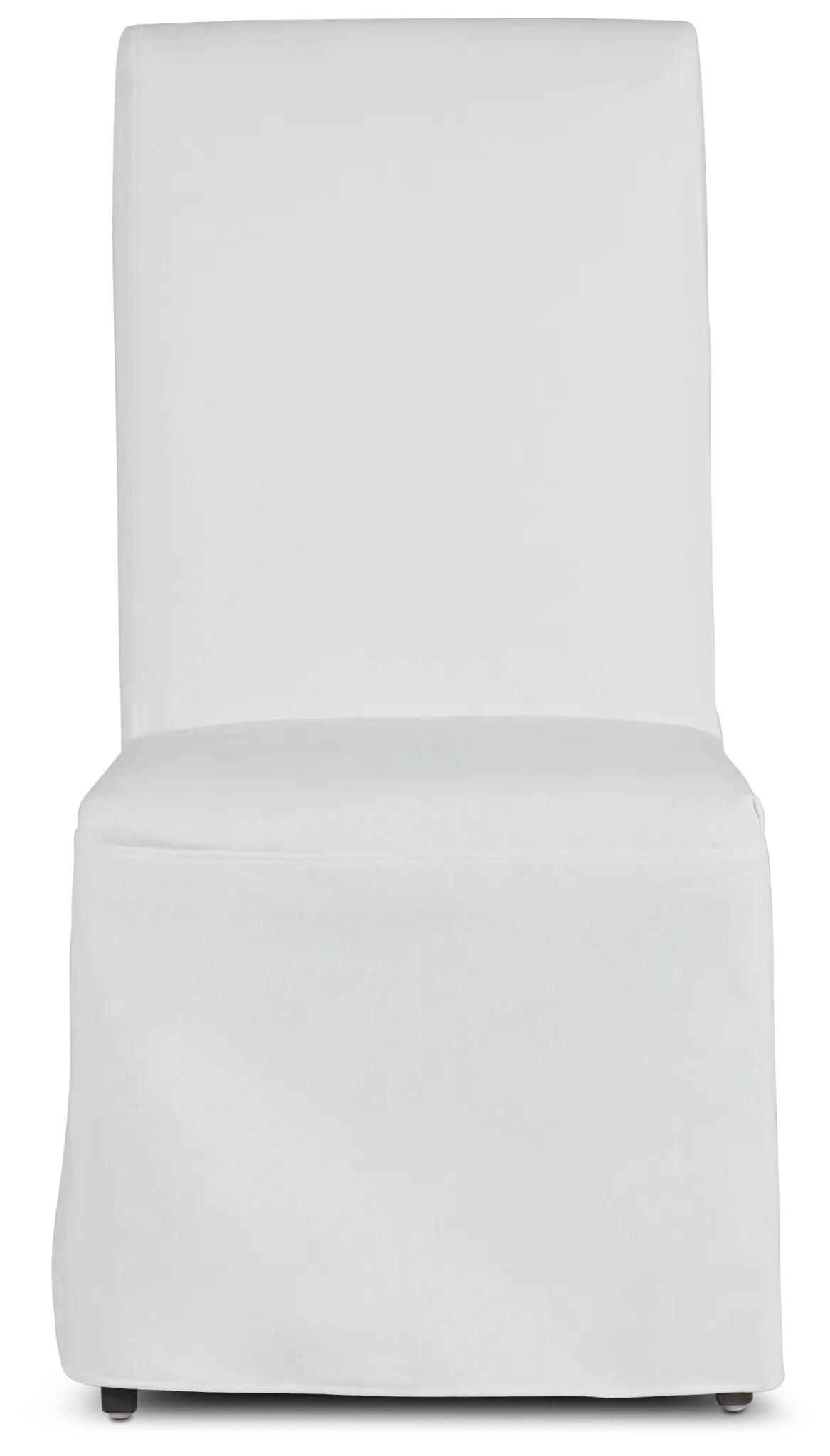 Destination White Long Slipcover Chair With Medium-tone Leg