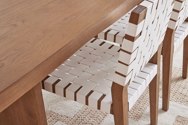Haven White Woven Leather Side Chair