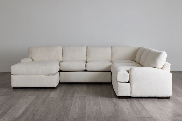 Alpha White Fabric Medium Left Chaise Sectional (0)