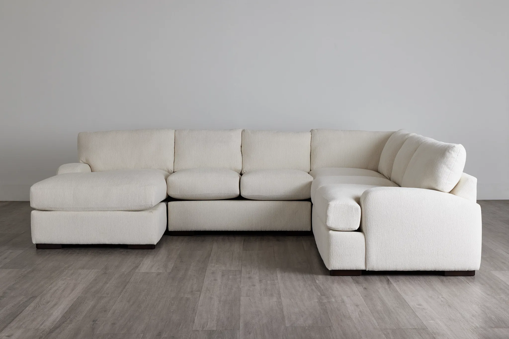 Alpha White Fabric Medium Left Chaise Sectional