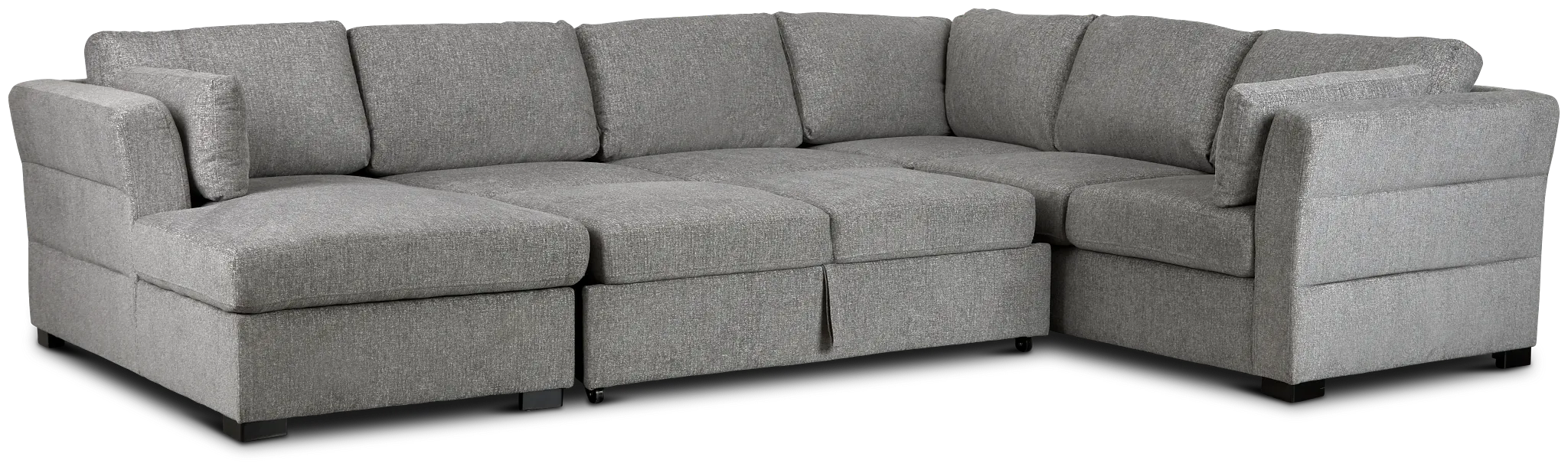 Amber Dark Gray Fabric Large Left Chaise Storage Sleeper Sectional