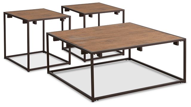 Reggie Dark Tone Square 3 Pack Tables