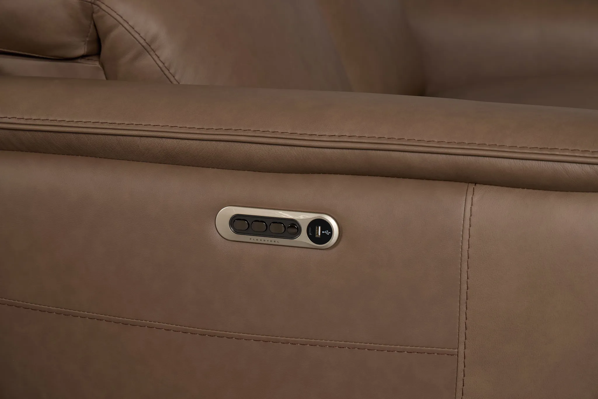 Flexsteel Brodie Dark Brown Lthr/vinyl Power Reclining Loveseat