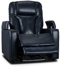 Optimus Dark Blue Lthr/vinyl Power Recliner