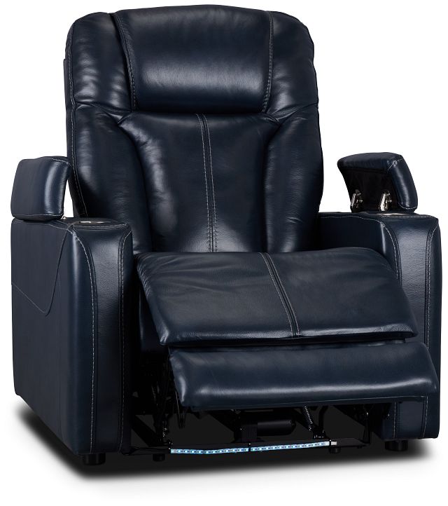 Optimus Dark Blue Lthr/vinyl Power Recliner