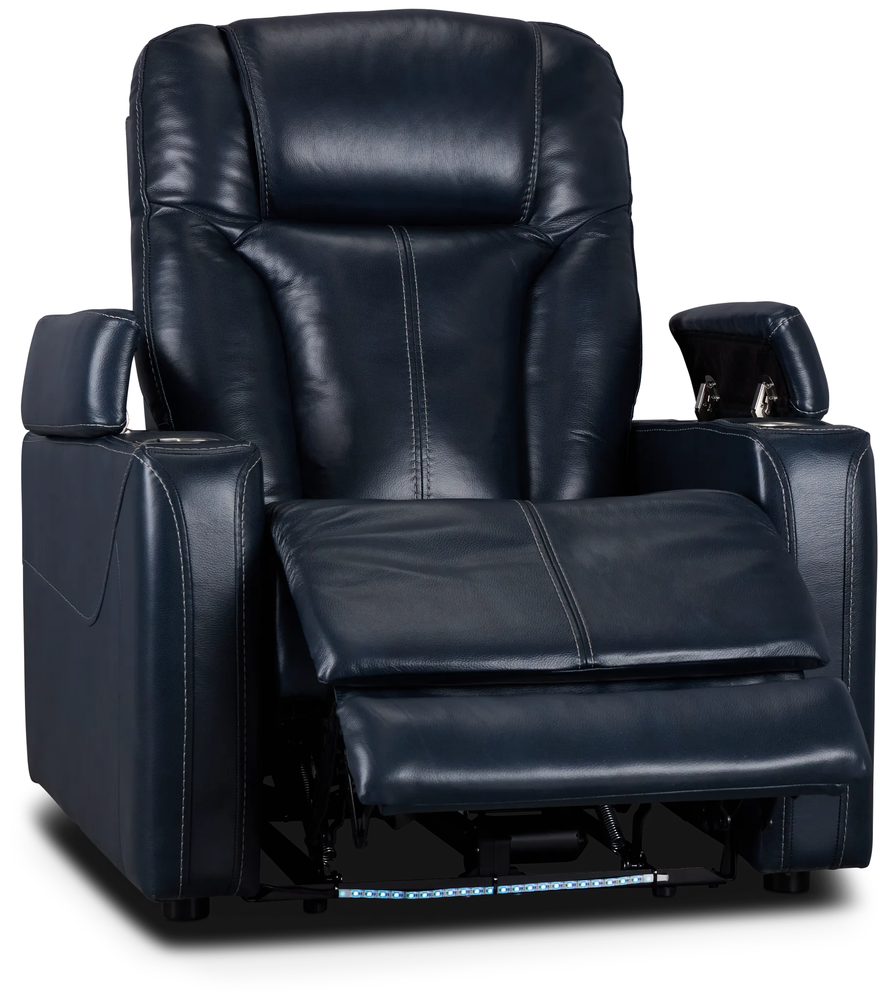 Optimus Dark Blue Lthr/vinyl Power Recliner