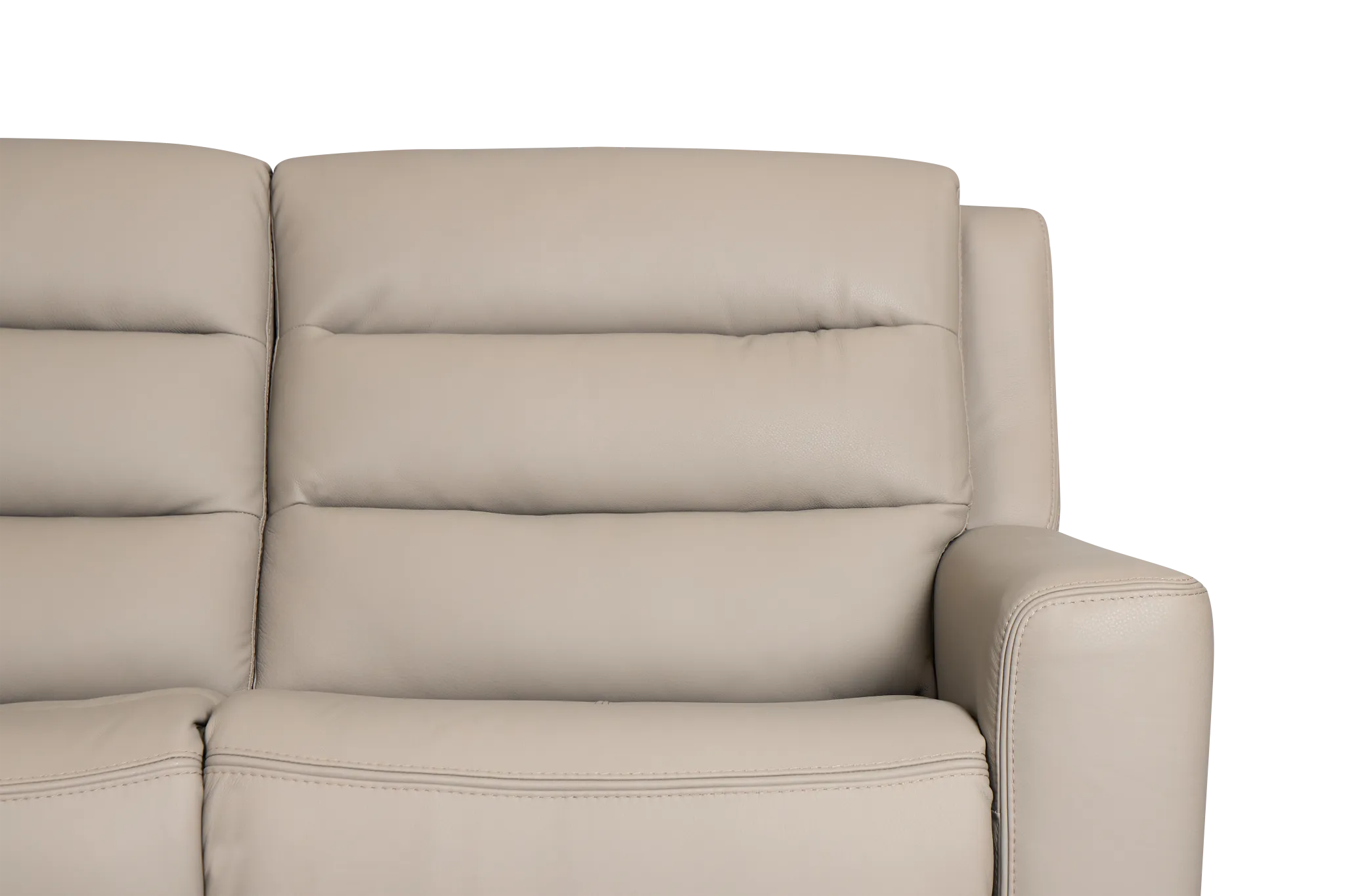Wilder Taupe Leather Small Triple Power Reclining Two-arm Sectional