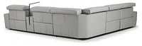 Carmelo Gray Leather Medium Triple Power 2-arm Sectional