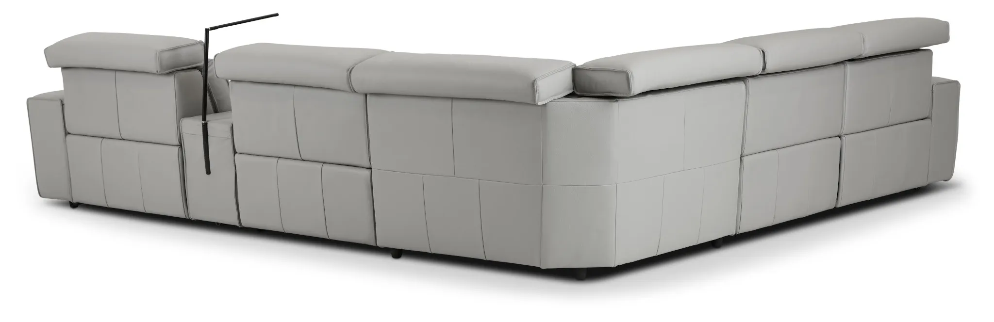 Carmelo Gray Leather Medium Triple Power 2-arm Sectional