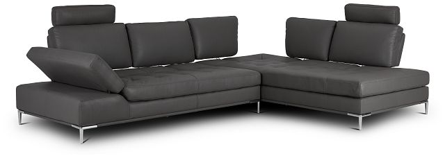 Camden Dark Gray Micro Right Chaise Sectional With Removable Headrest (2)