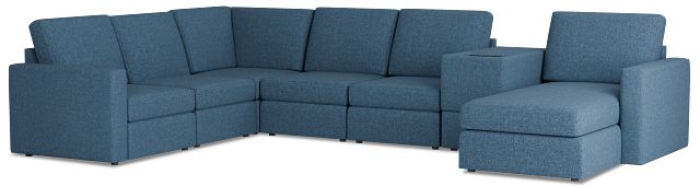 Citymod Blue Fabric Large Right Chaise Sectional With Storage Console