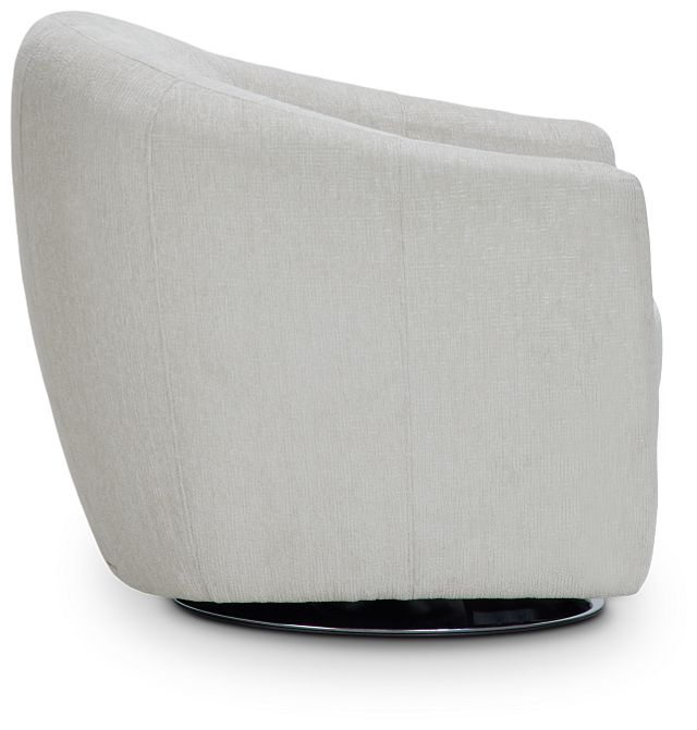 Blakely White Fabric Swivel Chair