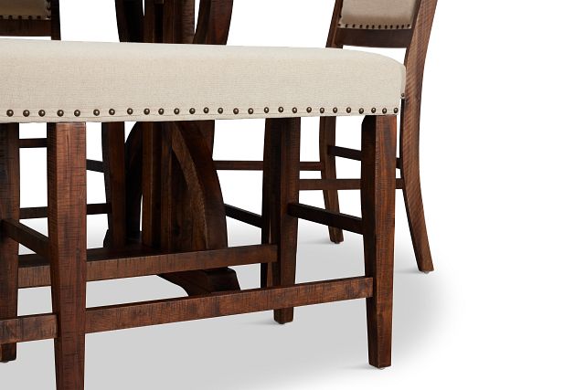Joplin Dark Tone Extension High Table, 4 Barstools & High Bench
