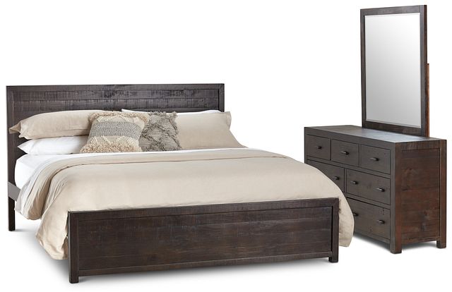 Seattle Dark Tone Wood Platform Bedroom