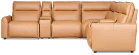 Edison Medium Brown Leather/Vinyl Large Triple Power Reclining Two-arm Sectional