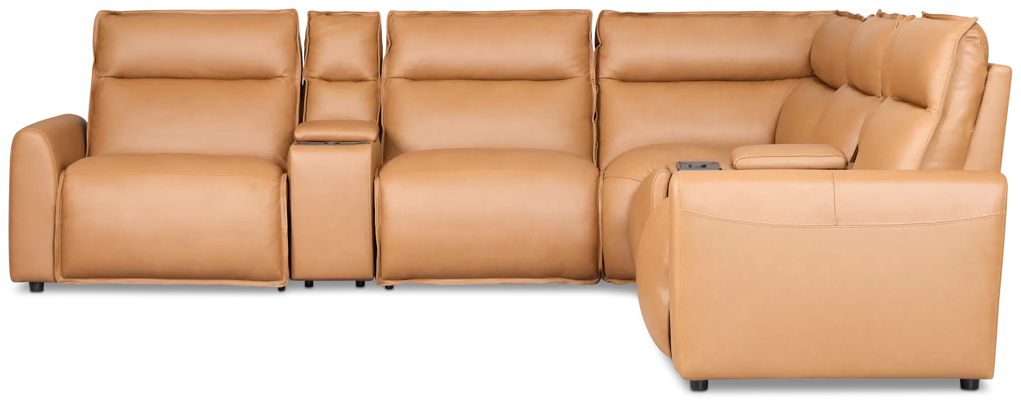 Edison Medium Brown Leather/Vinyl Large Triple Power Reclining Two-arm Sectional Edison Medium Brown Leather/Vinyl Large Triple Power Reclining Two-arm Sectional