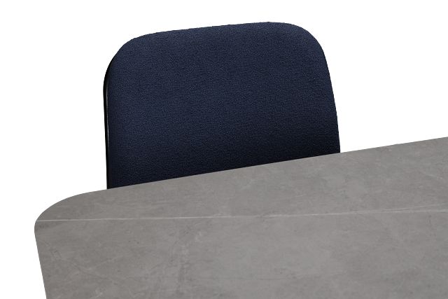 Palos Gray Rect Table & 4 Dark Blue Upholstered Chairs