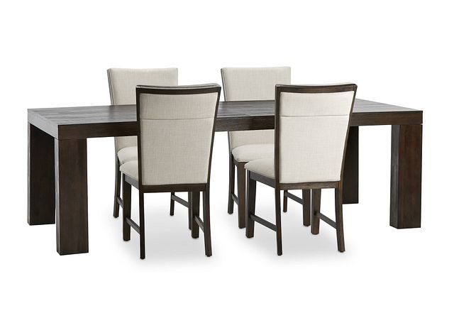 Grady Dark Tone Rect Table & 4 Upholstered Chairs
