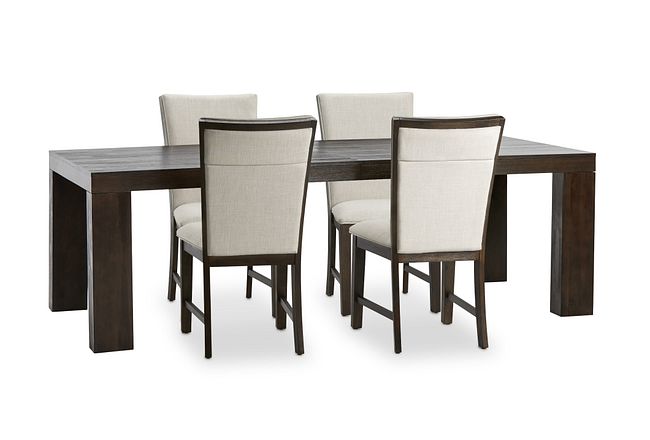 Grady Dark Tone Rect Table & 4 Upholstered Chairs