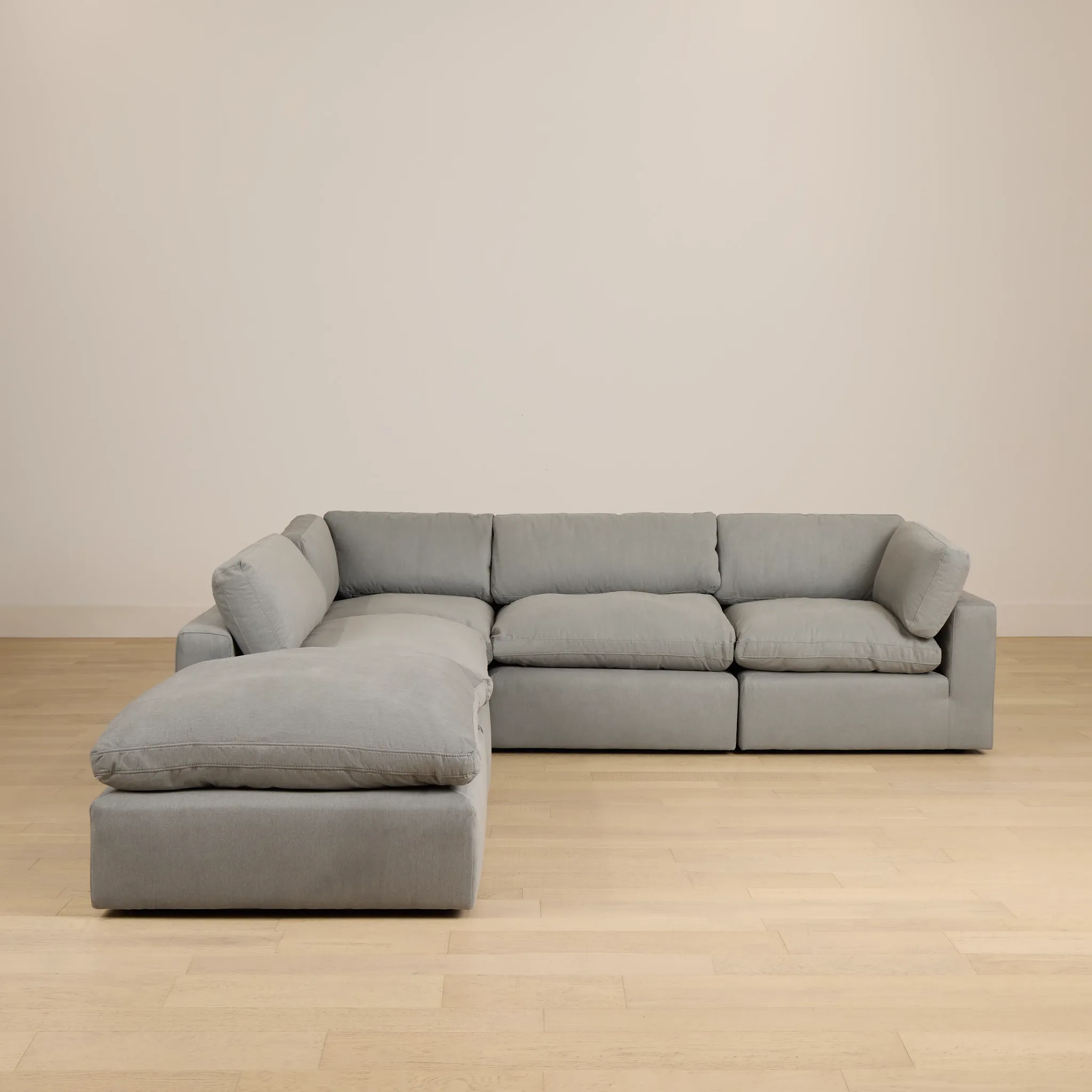 Grant Light Gray Fabric 5pc Bumper Sectional