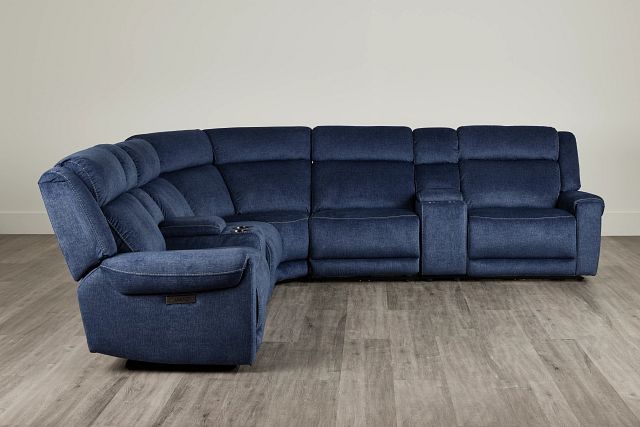 Beckett Dark Blue Micro Large Triple Power Reclining Two-arm Sectional (0)