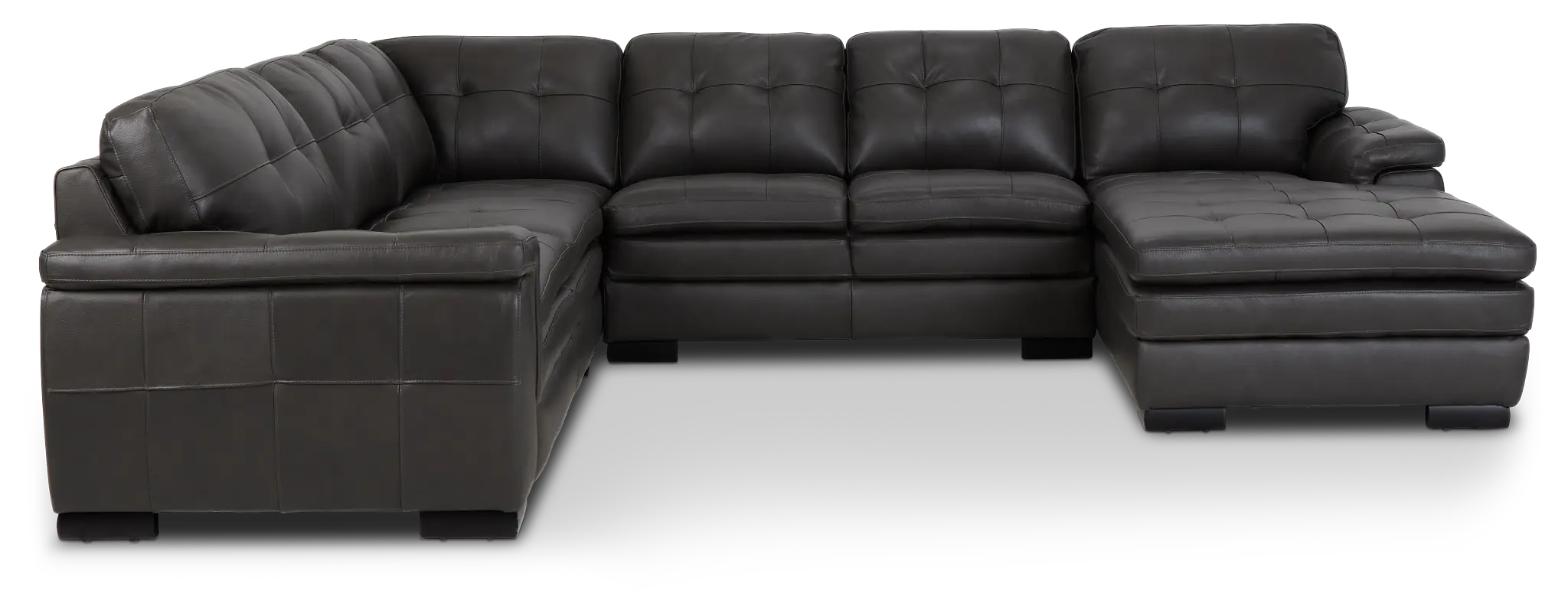 Braden Dark Gray Leather Medium Right Chaise Sectional Braden Dark Gray Leather Medium Right Chaise Sectional