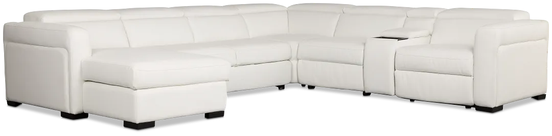 Melody White Storage Medium Left Power Reclining Chaise Sleeper Sect