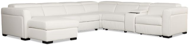 Melody White Storage Medium Left Power Reclining Chaise Sleeper Sect