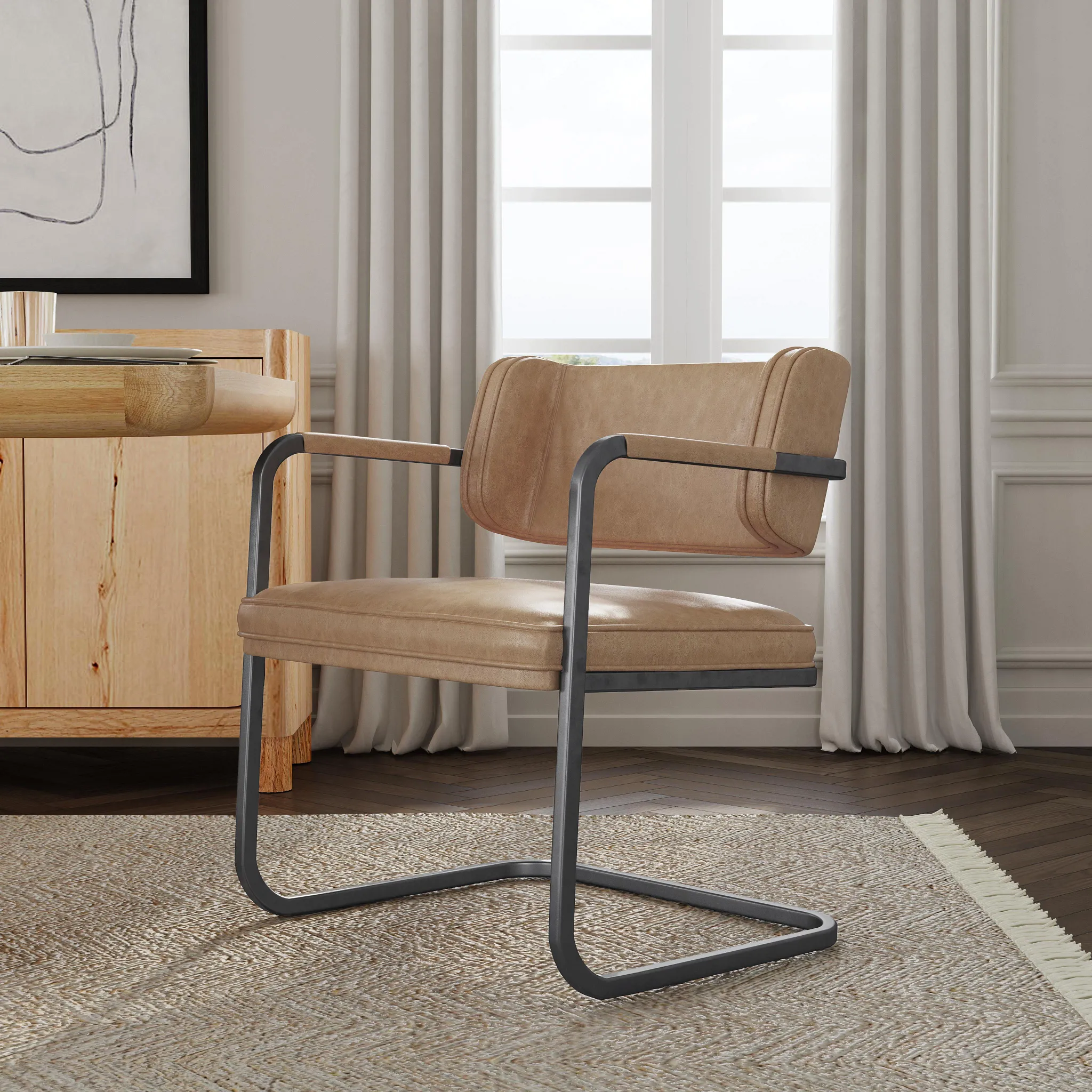 Mando Beige Upholstered Arm Chair