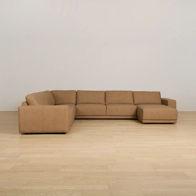 Kellan Light Brown Leather Medium Right Chaise Sectional