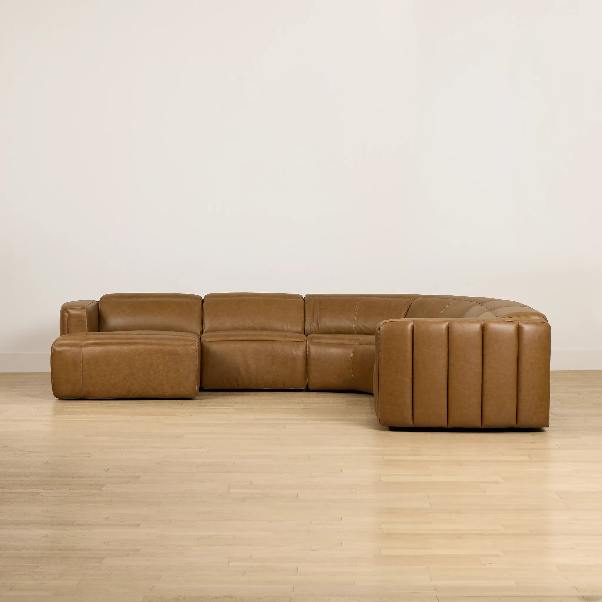 Jace Medium Brown Lthr/vinyl Small Dual Power Left Chaise Sectional