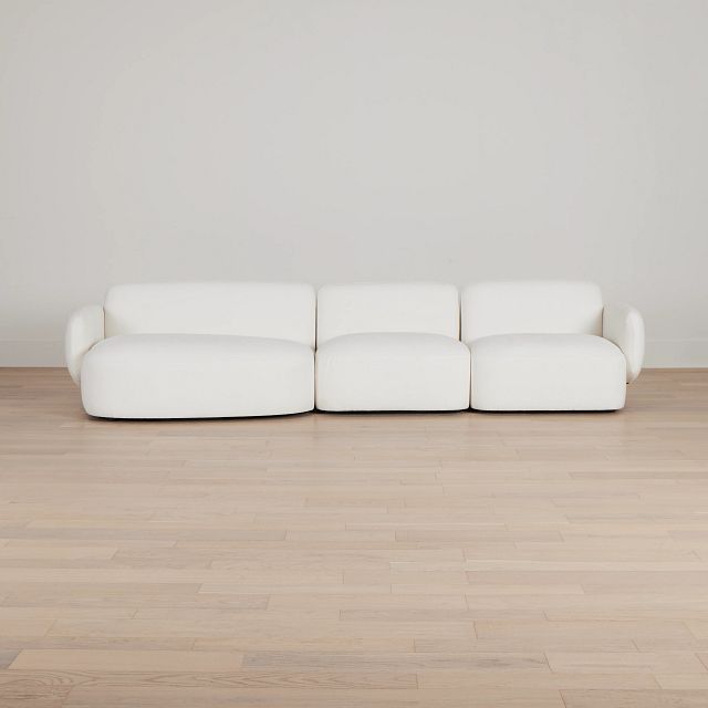 Halsey White Fabric Small Left Cuddler Sectional