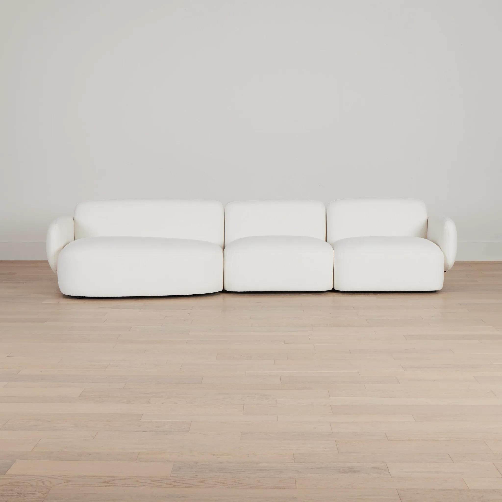 Halsey White Fabric Small Left Cuddler Sectional