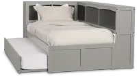 Charleston Gray Corner Bookcase Bed With Trundle